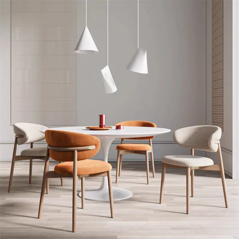Nordic Light Luxus Designer Stoff Stuhl Wohnzimmer Samt Rückenlehne Moderner Massivholz Einfacher Esszimmers tuhl
