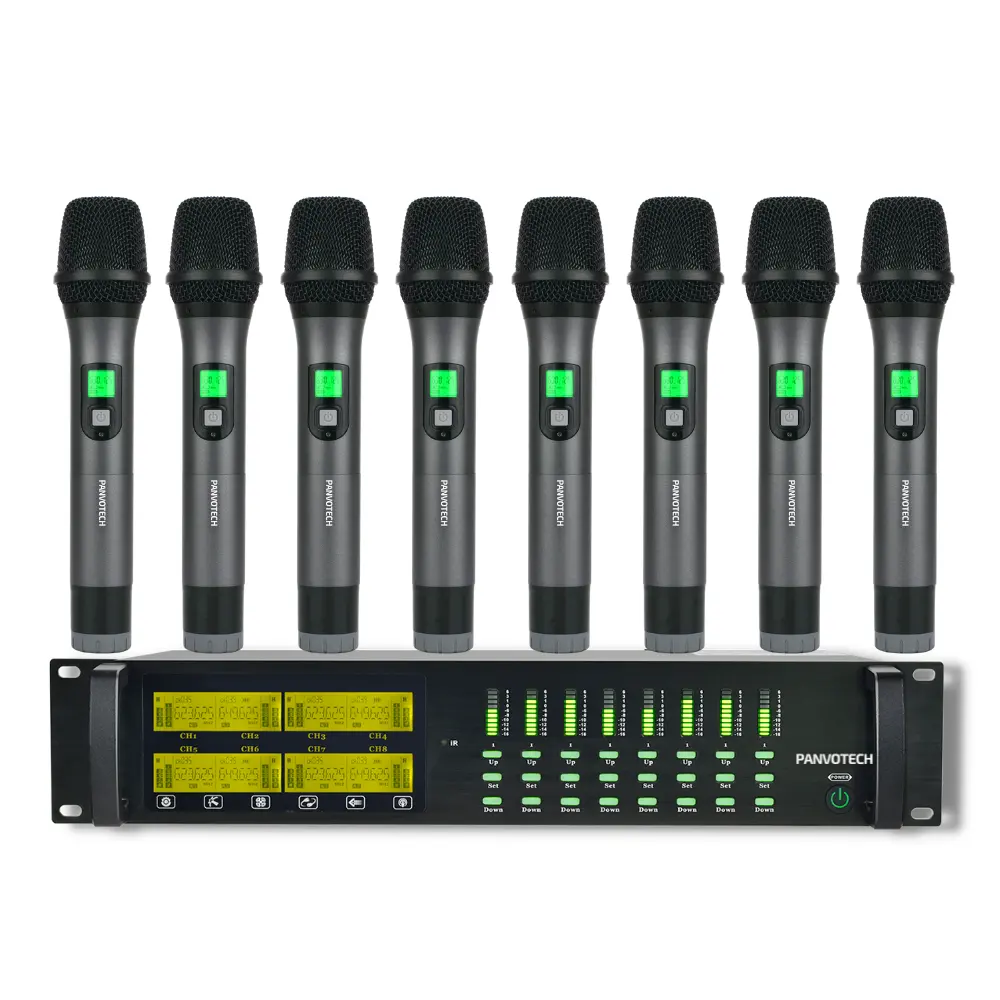 Panvotech Choir Singing Mic Professional UHF 8 Channel Handheld Wireless Microphone System for Stage Band   Church Worship