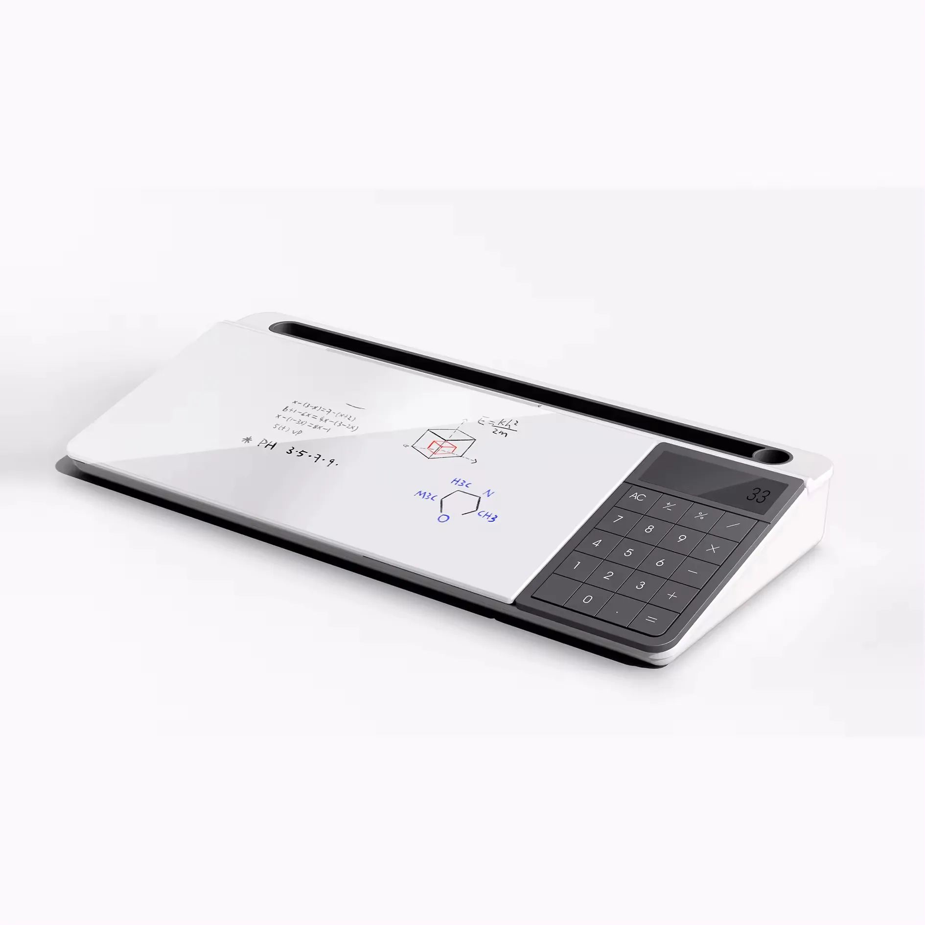 Glass Desktop Dry Erase Boardคอมพิวเตอร์สํานักงานเดสก์ท็อปกระดานไวท์บอร์ดแก้วจัดเก็บพร้อมเครื่องคิดเลขที่ถอดออกได้