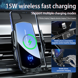Dropshipping 15wスマートインテリジェント誘導クランピングワイヤレスカーマウント充電器高速充電エアベントフォンホルダーAndroid用