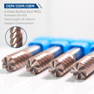 Özel 6 flüt yarıçapı frezeler fabrika-doğrudan yüksek Hardnes Cnc kesme aletleri Tungsten karbür bronz kaplı yuvarlak burun kesiciler - Product Image 1