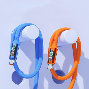 6A 120W USB A至C型超快速充电电缆尼龙数据线，带发光二极管数字显示电缆