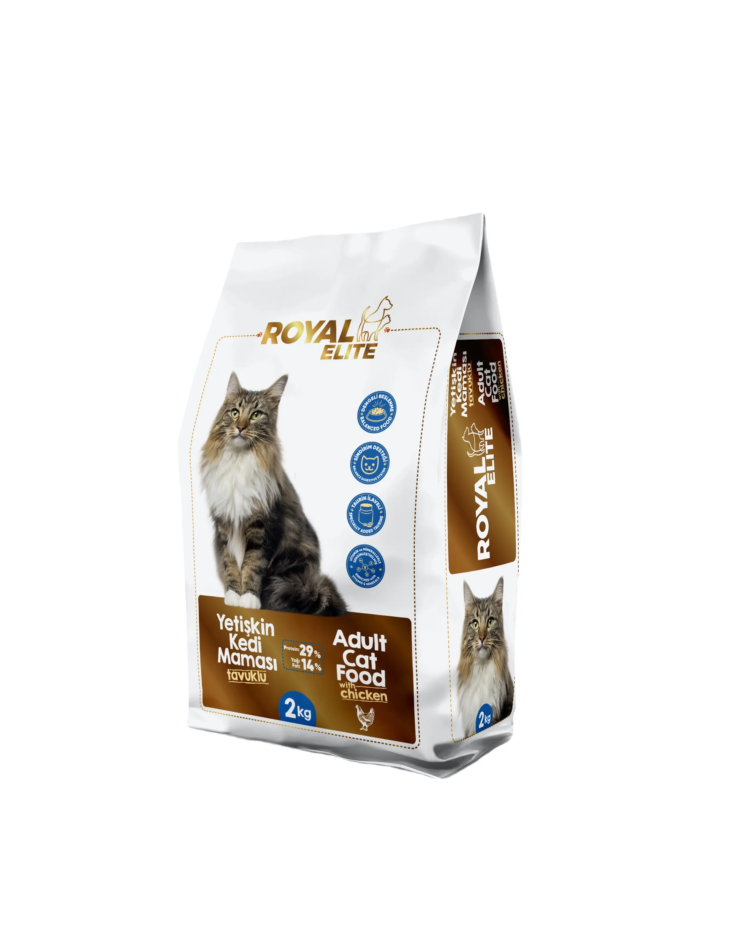 La comida Royal Elite para gatos adultos con pollo de 2Kg apoya el sistema inmunológico de su gato junto con un sistema digestivo saludable