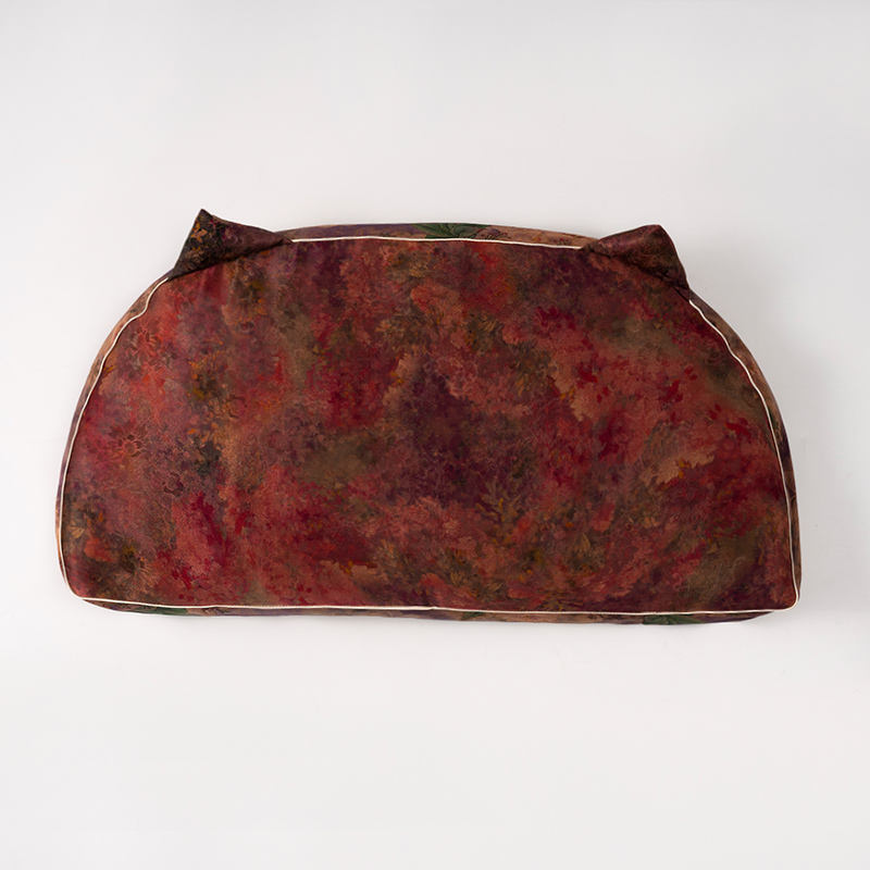 Burgundy Moonlight Floral XiangyunSilk Pillow (Cat Ear)