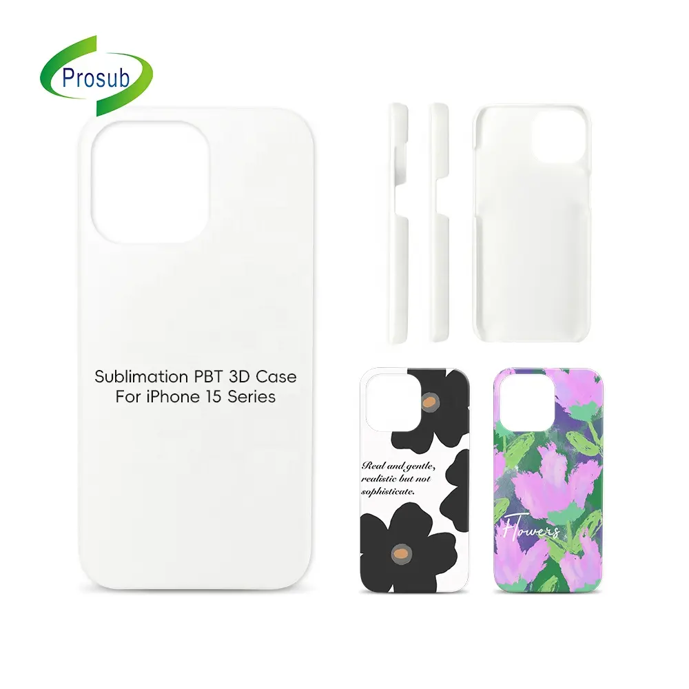 Prosub 3D PBT Sublimation Couverture de Téléphone Portable Logo Personnalisé Impression Sublimation Blanc Téléphone Cas Pour Iphone 15 14 13 12 Cas