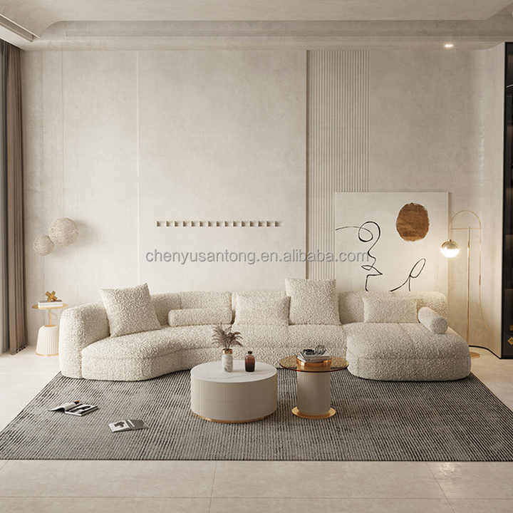 Hotel Furniture L Shape Sectional Sofa Boucle Sectional Sofa Fabric White Leisure Living Room Sofa Set No Reviews yet