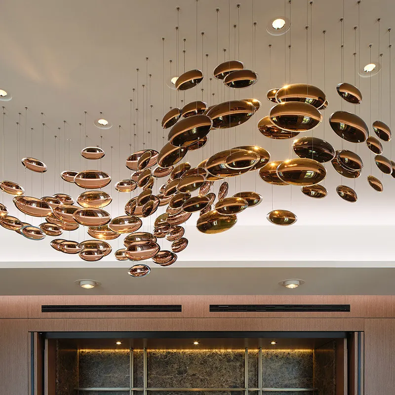 Pencahayaan logam dekorasi kustom lampu gantung Modern LED restoran Bar Hotel tempat lilin rumah lampu gantung