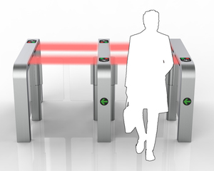Torniquetes de puerta oscilante de barrera de brazo de caída de solapa de entrada de tarjeta RFID automática de alta velocidad para un control de acceso eficiente - Product Image 1