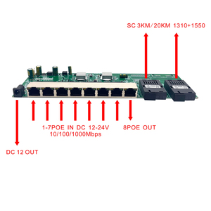 支持定制12V 24V 48v网络POE交换机电路板10/100/1000Mbps Pasivo 8端口交换机印刷电路板以太网交换机PCBA板
