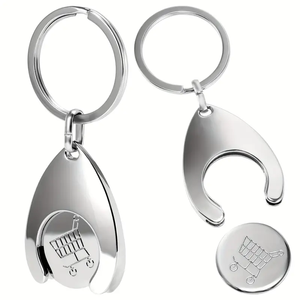Shopping Cart Coin Keychains Stainless Steel Detachable Unlock Release <strong>Key</strong> Rings - Product Image 4