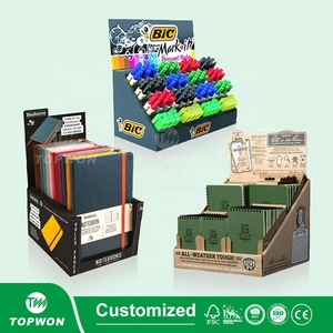 Estante de exhibición de libros, estante de cartón personalizado para tienda al por menor, con gancho de papel de papelería