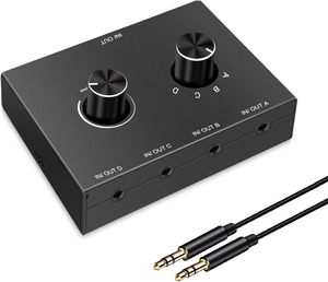 4 Ports 3.5mm Stereo <strong>Audio</strong> Switcher 4 Way Stereo <strong>Audio</strong> Selector 4 <strong>Input</strong> <strong>1</strong> <strong>Output</strong> /<strong>1</strong> in 4 Out <strong>Audio</strong> <strong>Splitter</strong> with Volume Control