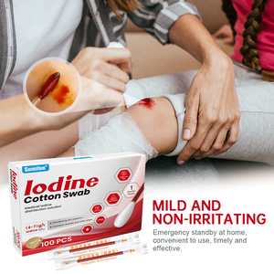 100% yeni ve en kaliteli tek kullanımlık iodoliquid sıvı dolu çubukla tıbbi 100 adet iodocotton pamuk swablar - Product Image 6