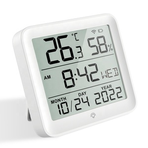 Desk 20mm <strong>Analog</strong> Thermometers Lid Inside Outside Thermometer-hygrometer Mini Desktop Clock with Thermometer &amp; Hygrometer - Product Image 2
