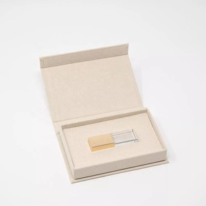水晶透明u盘3.0闪存棒32G 64gb定制标志水晶u盘亚麻盒玫瑰金克里斯汀