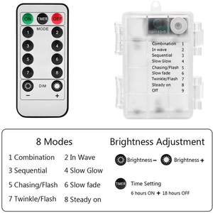 Tira de luces <span class=keywords><strong>Led</strong></span> con Control remoto para decoración navideña, tira de luces de colores RGB con batería de 3AA y 8 modos de iluminación, 100 LEDS, IP68, 33 pies - Product Image 6
