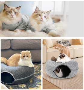 ペット新しい発明売れ筋猫のおもちゃドーナツ猫のベッド用品フェルトトンネル取り外し可能な猫の巣