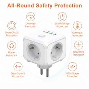 Tira de alimentación Europea 3 USB 1 Tipo C Adaptador de enchufe Extensión Adaptador DE LA UE Enchufe de alta calidad - Product Image 2