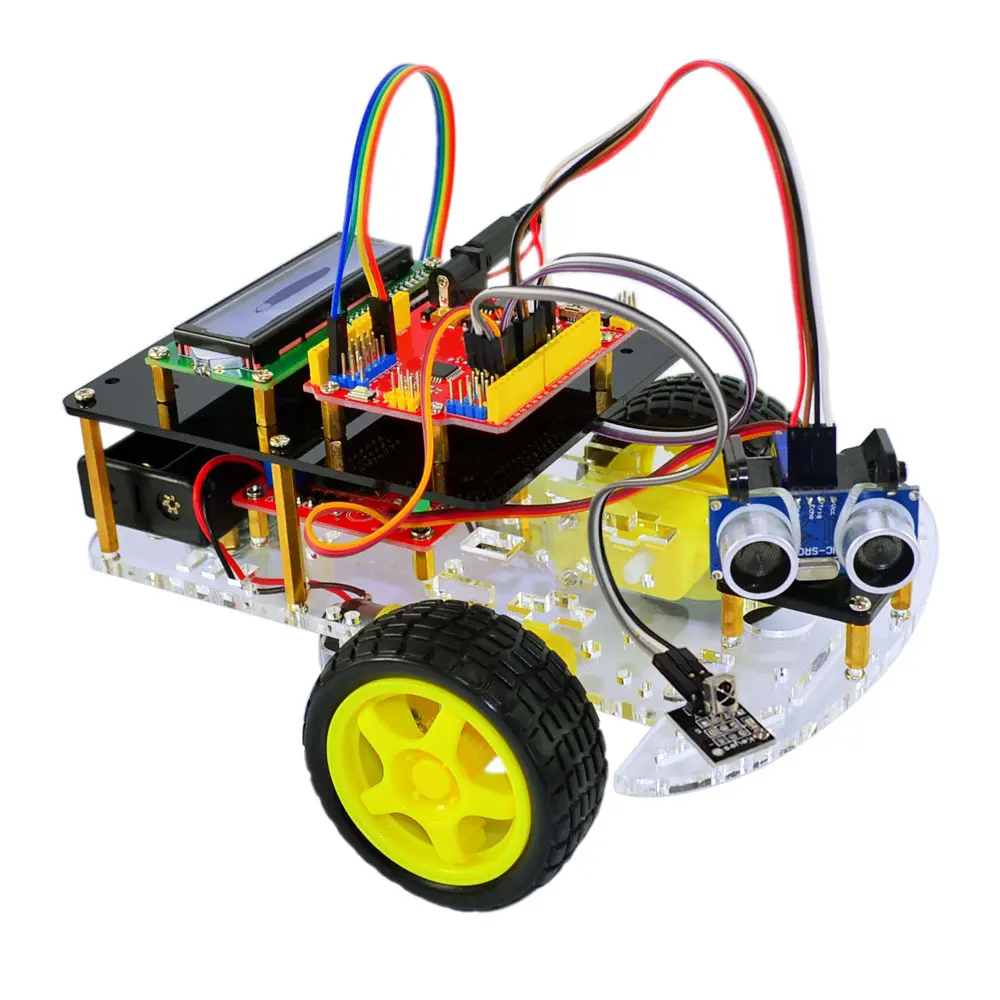 Okystar OEM/ODM Ultraschall Bis Hin Fernbedienung 2WD Smart Auto Chassis Roboter Kit mit 1602 LCD