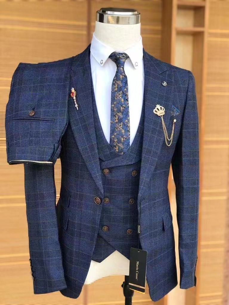 Bleu marine - Ensemble 3 pièces - Veste + gilet + pantalon