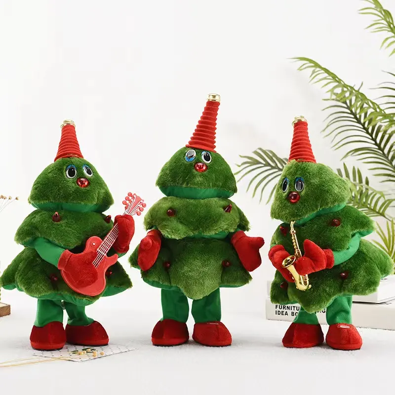 Juguetes eléctricos de peluche para Navidad, Papá Noel y renos