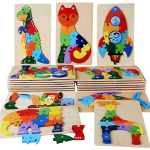 Children's Custom 3D Wooden Jigsaw Puzzle Educational Brain Training <strong>Toy</strong> for Early Learning Color Discern Puzzle