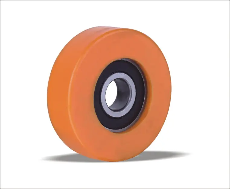 Rodillos de guía hechos de poliuretano o nailon, ruedas de poliuretano o nailon, en muchos diámetros, gravedad, banda de rodamiento y centro de rueda de acero