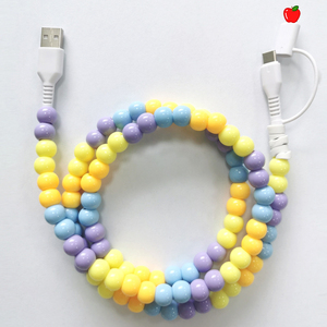 2 in 1 Colored Pearl <strong>String</strong> Beads USB Type <strong>C</strong> Cable Fast Charging 1M Phone Data Cable Customized for iPhone Androird for Women - Product Image 6