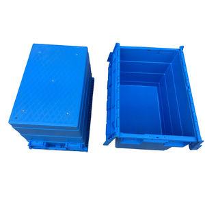 Caja sólida de PP encajable con tapas para distribución logística y caja de plástico apilable móvil
