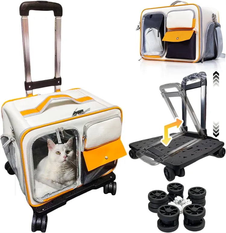 탈착식 바퀴 캐리어 부드러운 여행 애완 동물 캐리어 항공사 승인 고양이 개 애완 동물 유모차