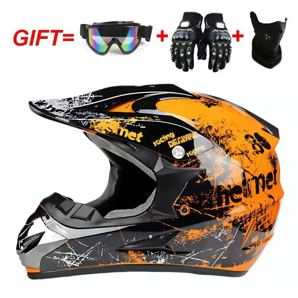 Stampa floreale arancione brillante + occhiali + maschera per il viso +