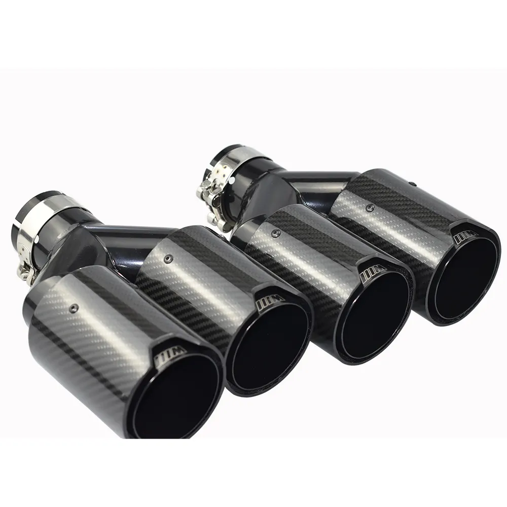 1 Pair Best Value Dual M Logo Carbon Fiber Exhaust Tip for BWM Series M Performance Stainless Steel Muffler Pipe