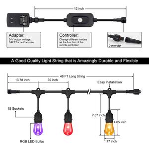 Hanging 48FT Color Changing Remote Control Outdoor 16 Color LED String Lights - Product Image 4