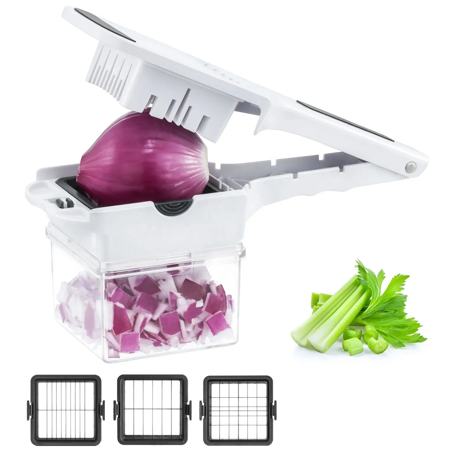เครื่องหั่นผัก3 in 1แบบใช้มือใช้ในครัวเครื่องหั่นกระเทียมสับด้วยมือเครื่องหั่นผัก