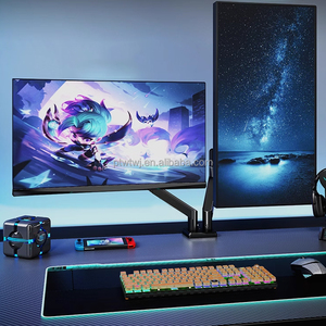 Adjustable Free Standing Two <strong>Computer</strong> LED Displays Stand Dual <strong>Monitor</strong> Desk Stand <strong>LCD</strong> Mount - Product Image 2