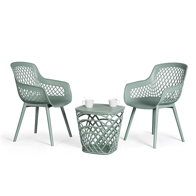 3 pièces meubles de jardin en plastique pour l'extérieur tables et chaises de jardin en plastique