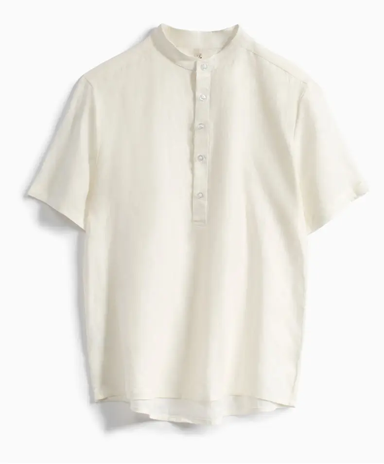 2023 summer solid color stylish designer logo branded linen hemp short sleeve custom polo shirts casual hemp shirt for men