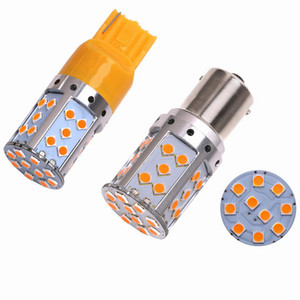 Yosovlamp Canbus หลอดไฟ LED แสดงข้อผิดพลาด,หลอดไฟ T20 7440 3030 35SMD สำหรับไฟเลี้ยวในรถยนต์ W21W WY21W 12V 24W ไฟ Led สีเหลืองอำพัน - Product Image 1