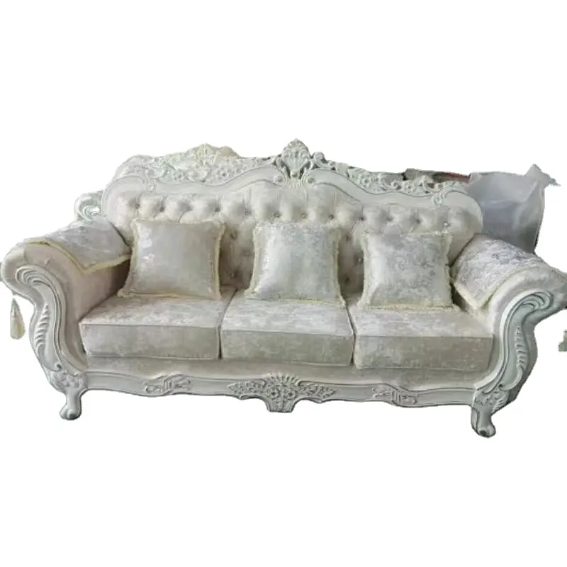 Sofá luxuoso antigo de alta qualidade, estilo francês, mobília para sala de estar, mobília clássica europeia luxuosa, conjunto de 7 lugares