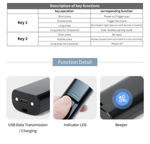 2D代码扫描仪迷你条形码扫描仪2.4g无线蓝牙兼容小型便携式USB 1D 2D条形码扫描仪库存 - Product Image 5