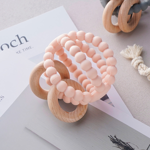 Sinh thái thân thiện với bé <span class=keywords><strong>Teether</strong></span> bằng gỗ Silicone <span class=keywords><strong>Teether</strong></span> vòng vòng - Product Image 1