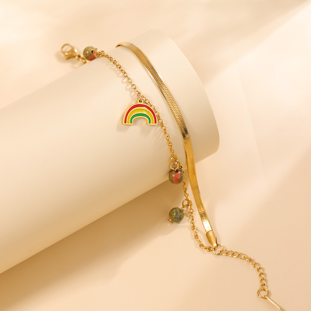 Rainbow gem double layer gold