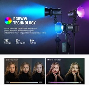 NEEWER MS60C RGBWW LED Video Light with 2.4G/APP <strong>Control</strong> 65W Metal Mini RGB COB <strong>Continuous</strong> <strong>Output</strong> Lighting Handheld Spotlight - Product Image 4