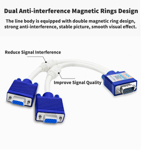 High Quality 0.3M <strong>VGA</strong> 15 Pin PC Male to <strong>2</strong> Dual Female Monitor Y Adapter <strong>Splitter</strong> Cable <strong>Vga</strong> Male to <strong>Vga</strong> Female for TV Projector - Product Image 5