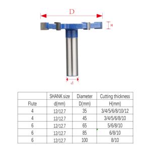 ソリッドカーバイド用6フルート<span class=keywords><strong>T</strong></span>タイプスロットカッタールータービットウッドケイビングカッター用CNCルータービット - Product Image 5