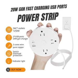 多插座圆形通用智能电源板，带2根usb 10英尺延长线，用于b型和a型插头 - Product Image 2