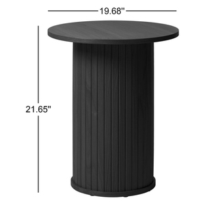 24年厂家直销Nodic黑橡木板条凹槽设计工匠木制小圆茶几家用 - Product Image 6