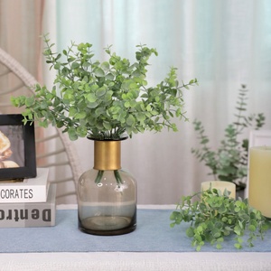 Gerçek dokunmatik yapay okaliptüs bırakır 5-şube ipek çiçek tasarım dekor için simüle doğal görünüm - Product Image 3