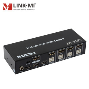 4K HDMI KVM开关4 HDMI 4 USB输入和1 HDMI输出支持鼠标和键盘自动开关热键无延迟4端口开关