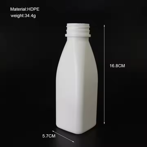 300 ml HDPE材料四角い底勾配狭い口ボトル、ミルク、ジュースなどを保管するための食品グレードのプラスチックボトル。 - Product Image 4